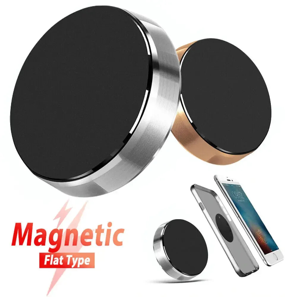 Magnetic flat type phone holder with smartphone on a white background